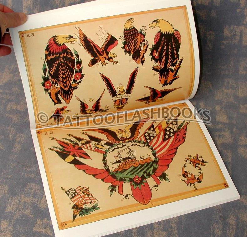 85 sheets of vintage/antique tattoo flash collected into one book: Hundreds 
